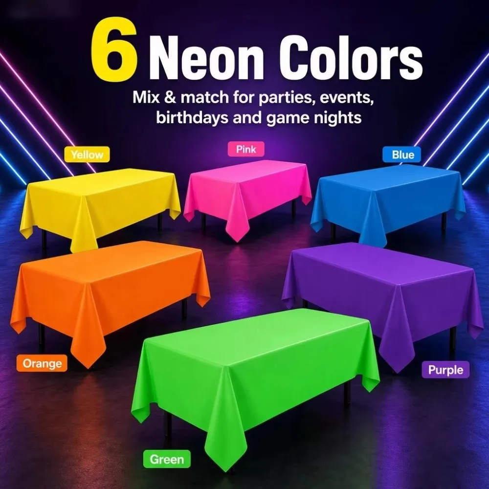 Thickened Fluorescent Tablecloth Glow in The Dark Solid Color Neon Table Cover Disposable Neon Macaron Table Cover
