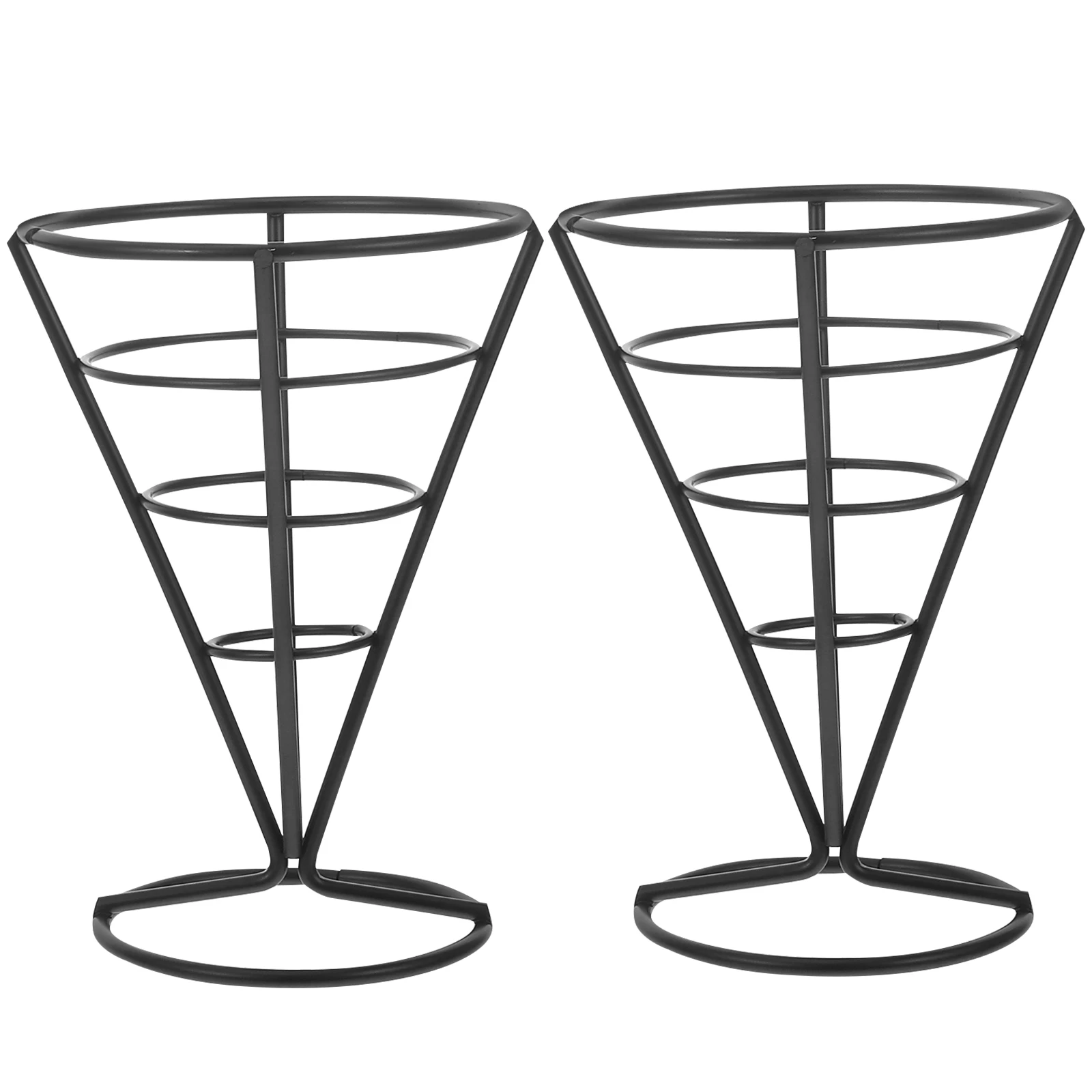 

2Pcs Black Basket Stainless Steel Snack Restaurant Bar Fries Holder Fry Stand French Fries Cone Holder Kitchen Supplies