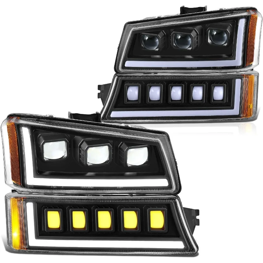 

Pair Full LED Projector Sequential Headlights with StartUp Sequential DRL for 0306 Chevy Silverado 1500 2500 3500 1500HD 2500HD