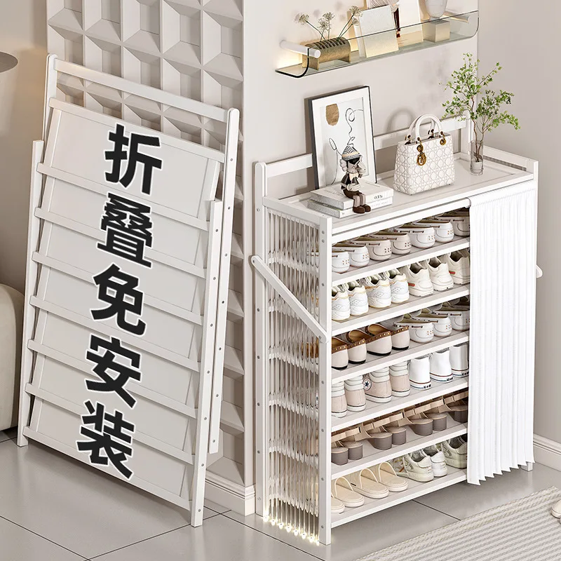 As soon as the folding shoe rack is pulled, it will save space, and the multi-layer shelf will enter the home.