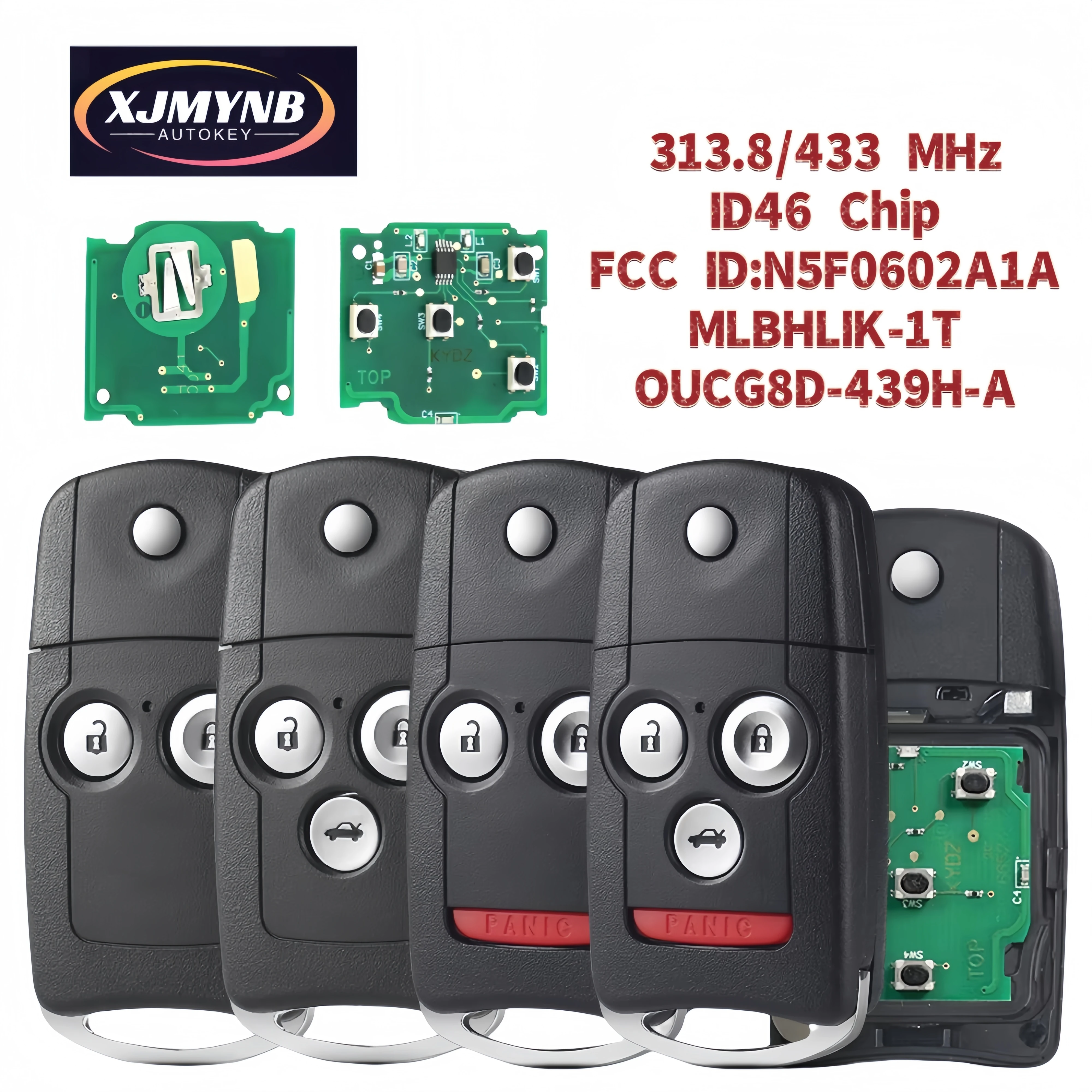 XJMYNB MLBHLIK-1T / N5F0602A1A /OUCG8D-439H-A 433/313.8MHZ ID46 PCF7936 chip Remote Car Key For Honda CR-V Jazz Accord 2008-2012