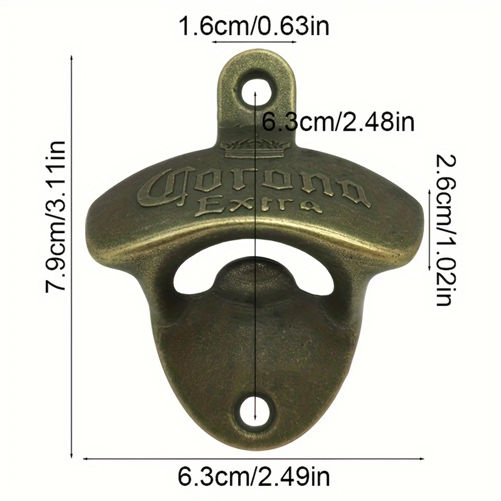 2pcs Retro Decorative Bottle Opener Wall Mounted Hanging Beer Openers Bar Tools Alloy Electroplating Process Bar Cafe Wall Decor