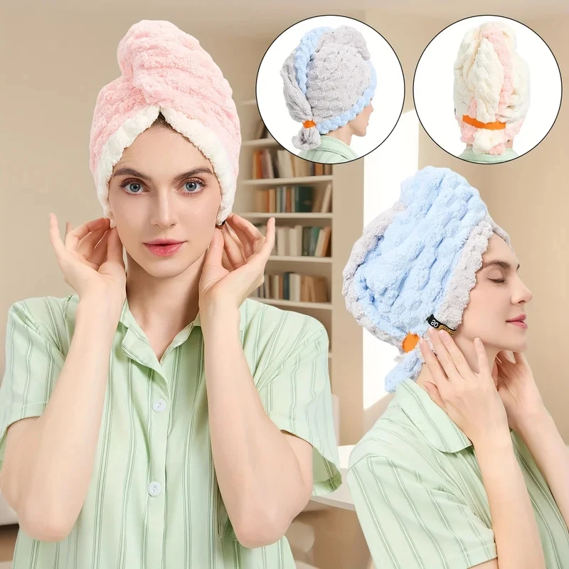 1-Pack Quick-Dry Hair Towel Wrap – Highly Absorbent, Suitable for Long & Short Hair, Ideal for Post-Shower Use with Head Protect