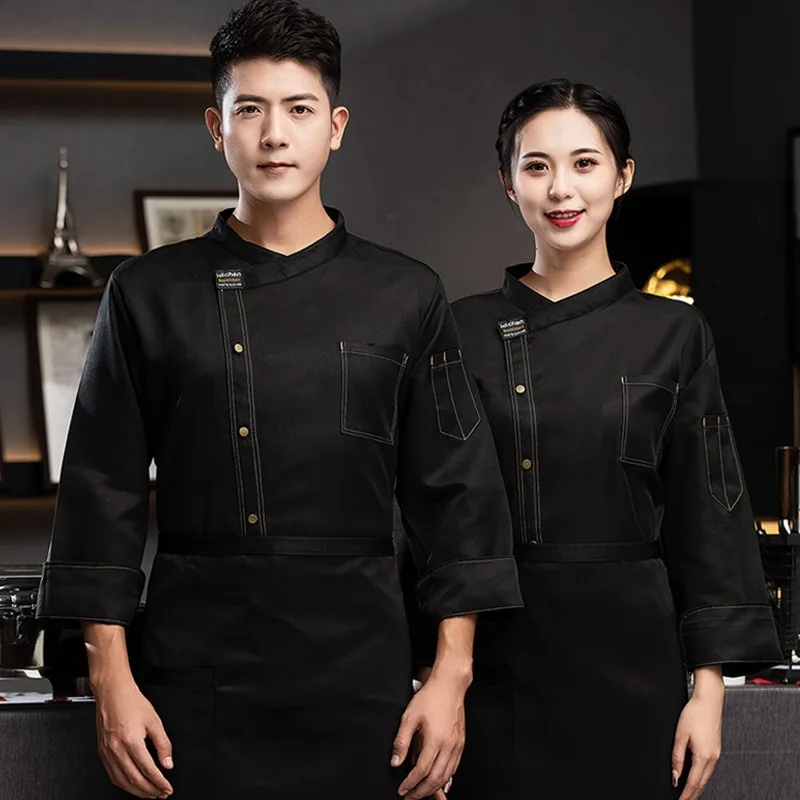 Hotel Restaurant Men’s Chef Uniform - Long-Sleeve Winter Kitchen Outfit for Baking