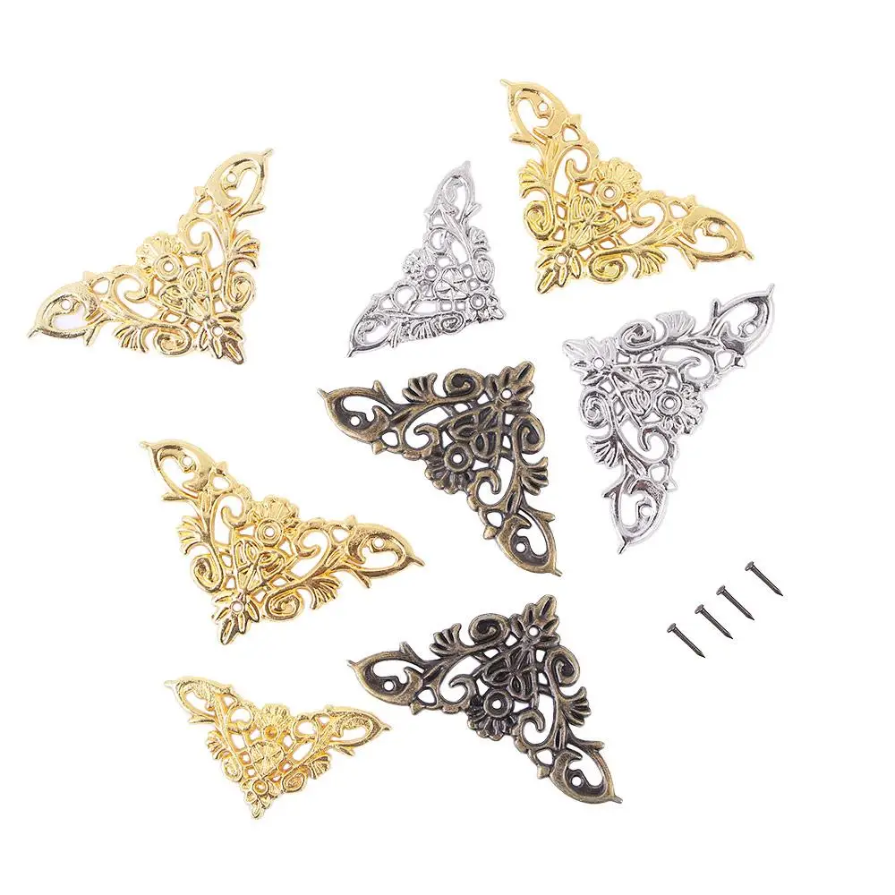 4Pcs Edge Corner Jewelry Box Feet Leg Home Decor Furniture Hardware Corner Brackets Decorative Protector Scrapbook Album