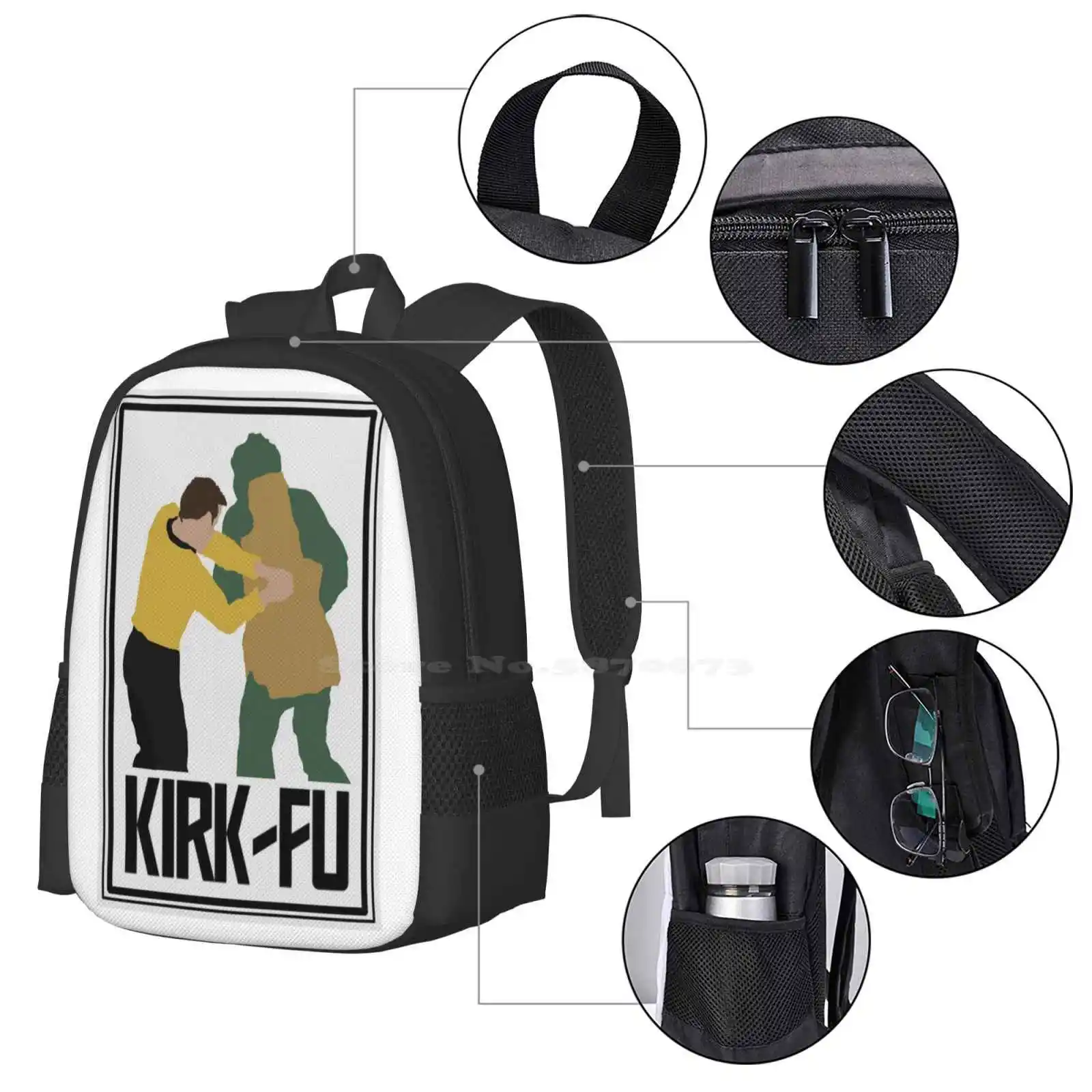 Bolsa de diseño con patrón de Kirk Fu, mochila para estudiantes, Kirk Fu, Kirkfu, Gorn