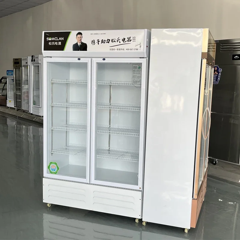 ซูเปอร์มาร์เก็ตเชิงพาณิชย์ Stand Up Glass ตู้โชว์เชิงพาณิชย์ 2 ประตูเครื่องดื่มเครื่องดื่มตู้เย็นตู้เย็นสําหรับร้านค้า