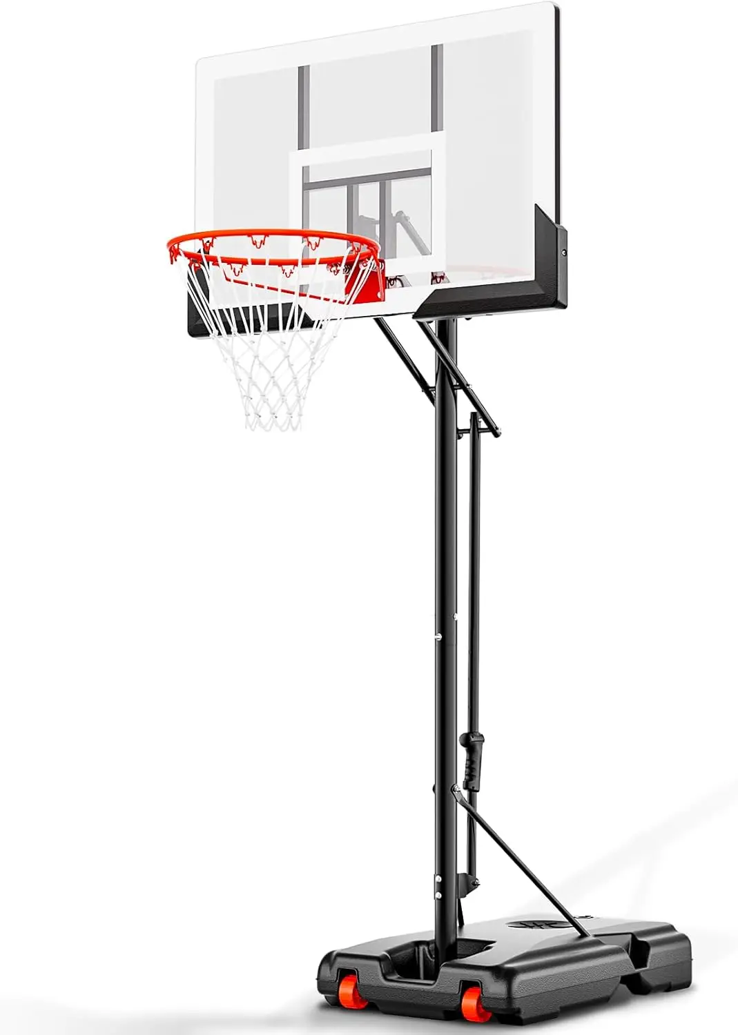 

44 Inch Portable Basketball Hoop, 4.8-10ft Adjustable Height, Outdoor/Indoor, Kids to Adults