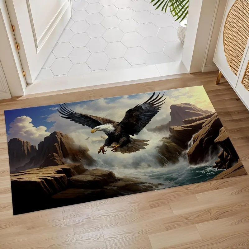 Hippopotamus Head Close-up Door Mat Rectangular Non-slip Entrance Rug Animal Theme Indoor Outdoor Welcome Carpet for Entryway