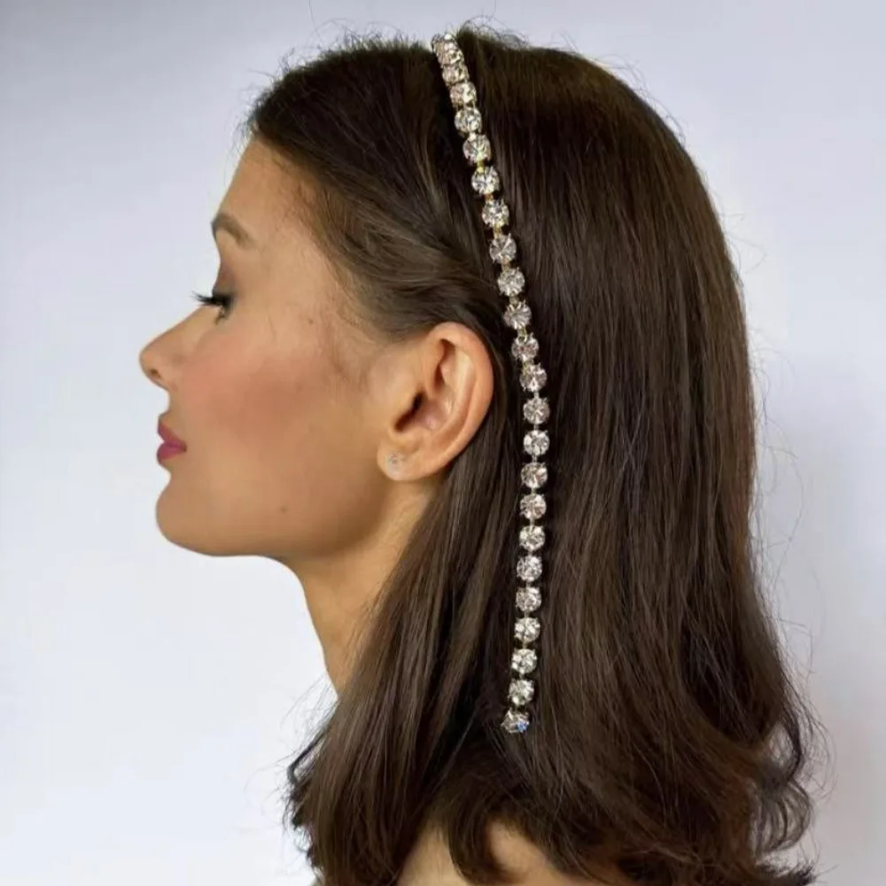 Rhinestone Tassel Hair Chain Headband Wedding Hair Jewelry for Women Girl Crystal Hair Head Hoop Hairband Headwear Fashion Party