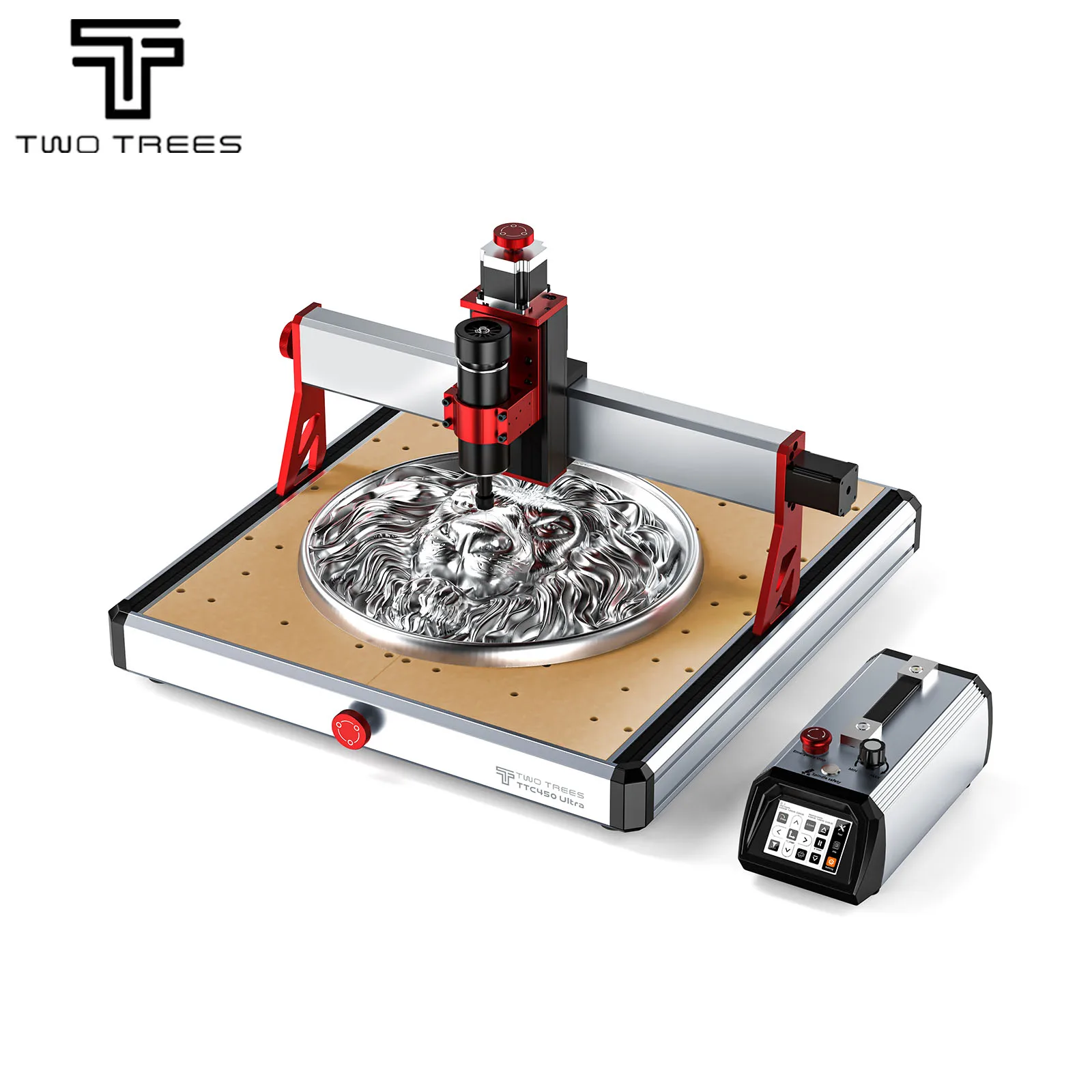 Twotrees TTC450 Ultra CNC Router, Router CNC de Escritorio con Gran Área de Trabajo de 465x465mm, Husillo de 500W, Pantalla Táctil de 3.5 Pulgadas, Máquina de Grabado Totalmente Metálica para Madera, Acrílico, MDF, Aluminio, Plástico