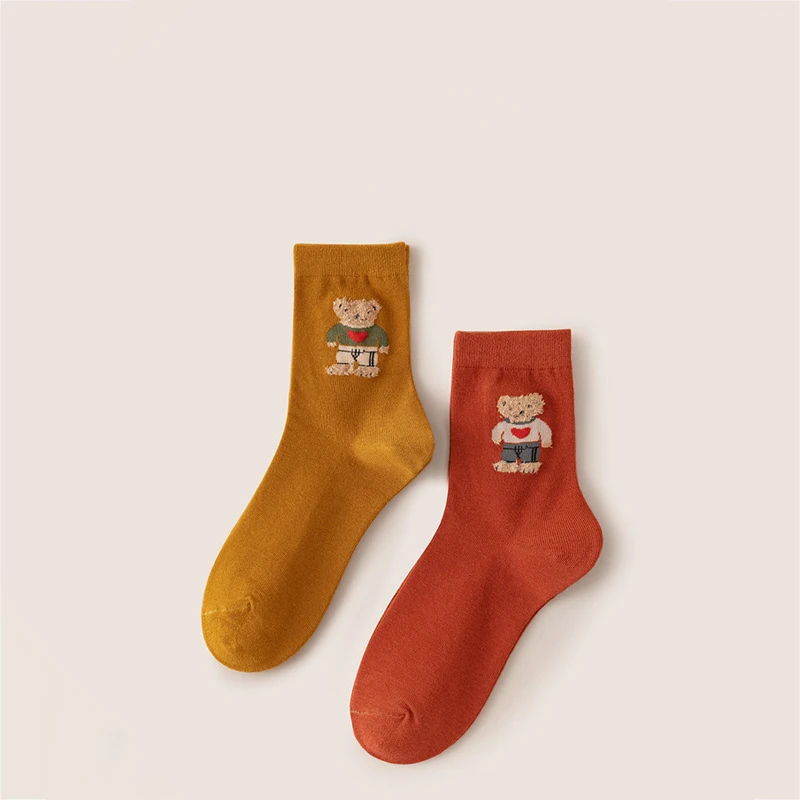 Trendy socks Cartoon Bear Men\'s Women Socks Cotton Harajuku Style Sport Boy girls Skateboard Novelty Breathable Christmas Gift
