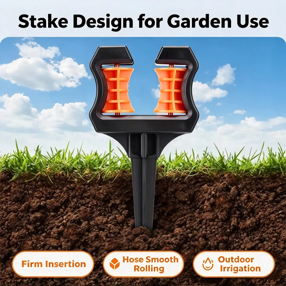 Garden Hose Roller Guide, Heavy Duty Ground Stake Hose Support for Lawn, Garden, Irrigation and Outdoor Watering