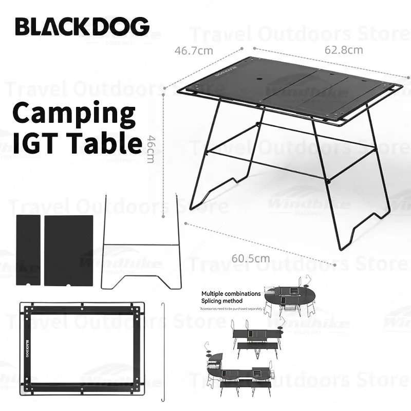 

Naturehike BLACKDOG Camping IGT Combination Table Outdoor Travel BBQ Picnic Shelf Multifunction Folding Table 100kg Bearing