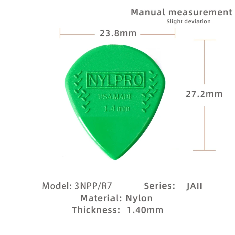 Nylon Pick. 3NP JAZZ 3 nylon material non-slip/quick solo/wear-resistant Acoustic /electric guitar picks.  1.40mm thickness.