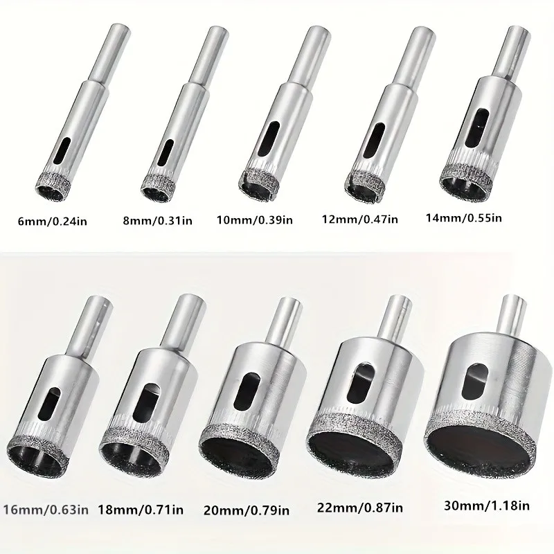 17PC Tile & Glass Drill Bit Set – Carbide Tips + Diamond Hole Saws, Multi-Shank