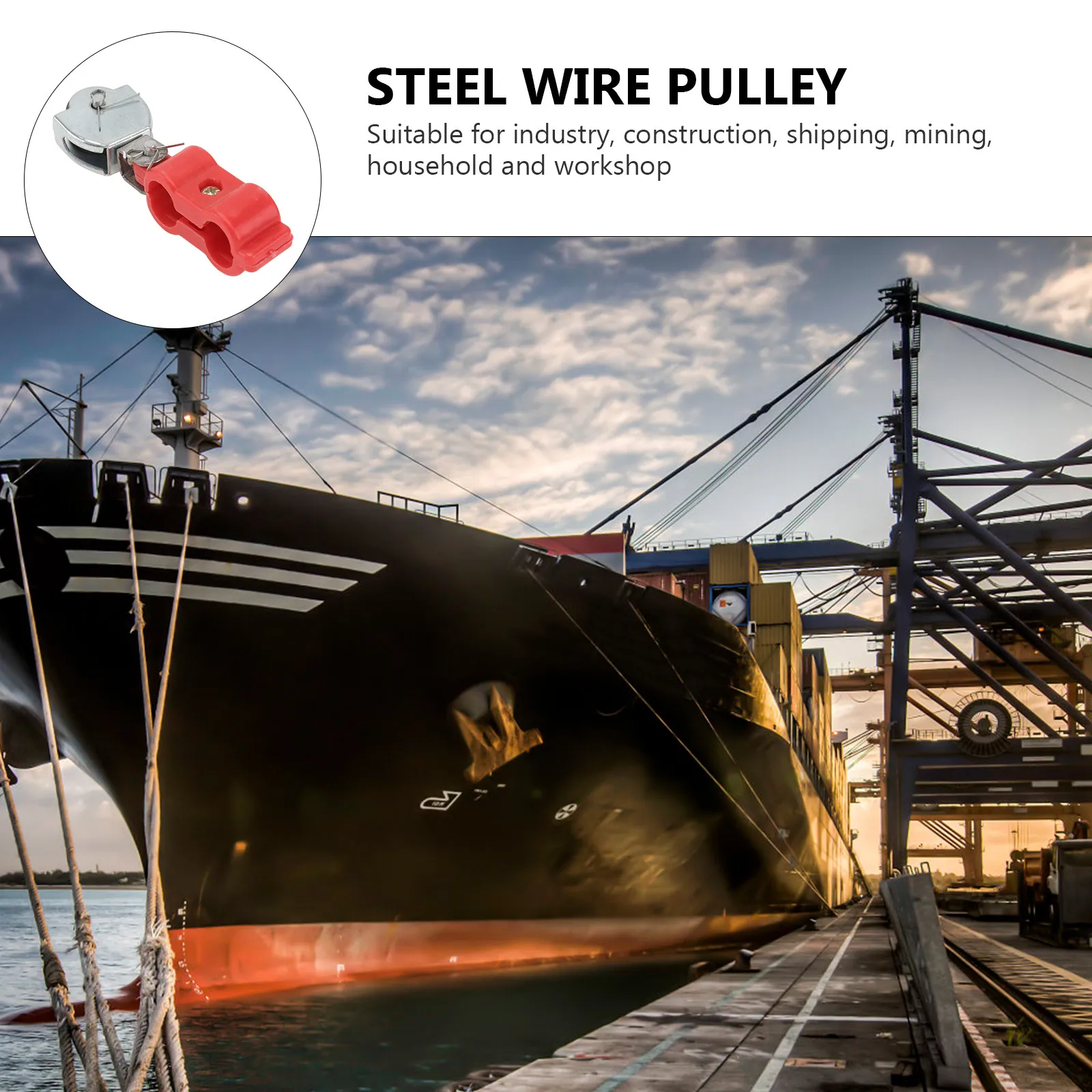 5 pièces de poulies à câble métallique robustes pour levage et halage dans les secteurs de la construction industrielle, des mines, du transport maritime et des ateliers domestiques.