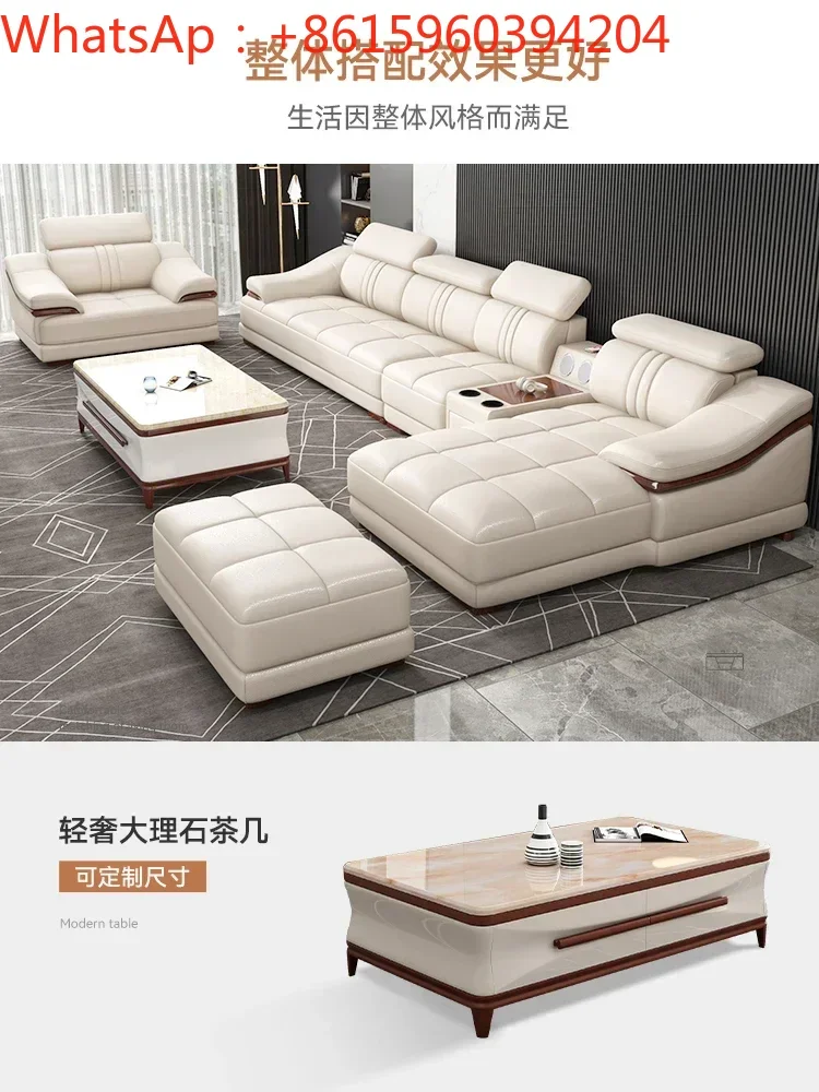 Customized leather sofa first layer cowhide modern simple sofa living room size apartment combination leather art sofa furniture