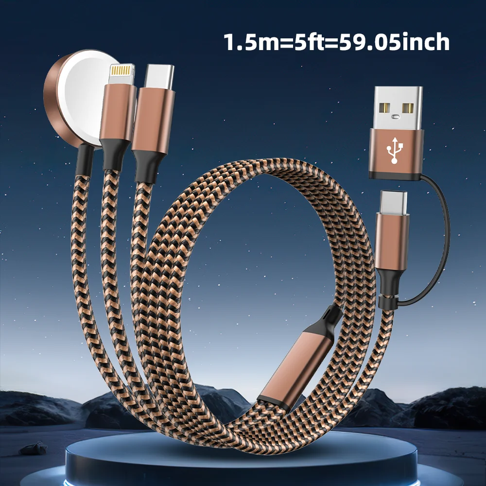 

Магнитный USB-кабель 3-в-2 для зарядки Apple Watch и iPhone, быстрая зарядка для iWatch Ultra SE 9 8 7 6 5 4 3 2 1