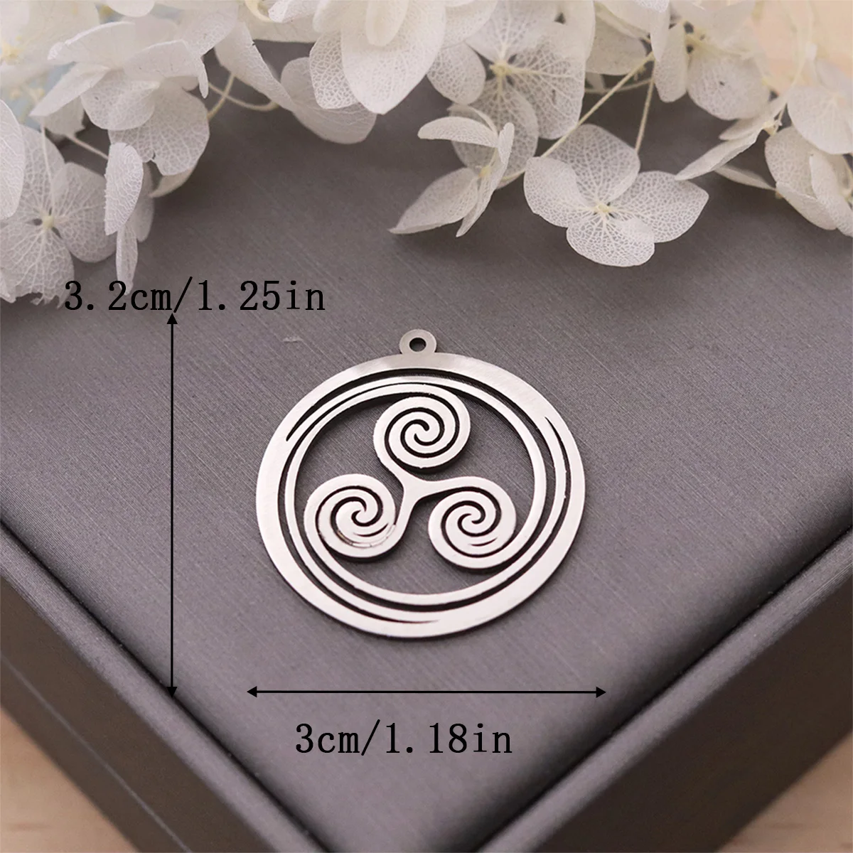 3pcs Stainless Steel Triskelion Charms Round Triple Spiral Celtic Pendant for DIY Jewelry Making Necklace Earrings Wholesale