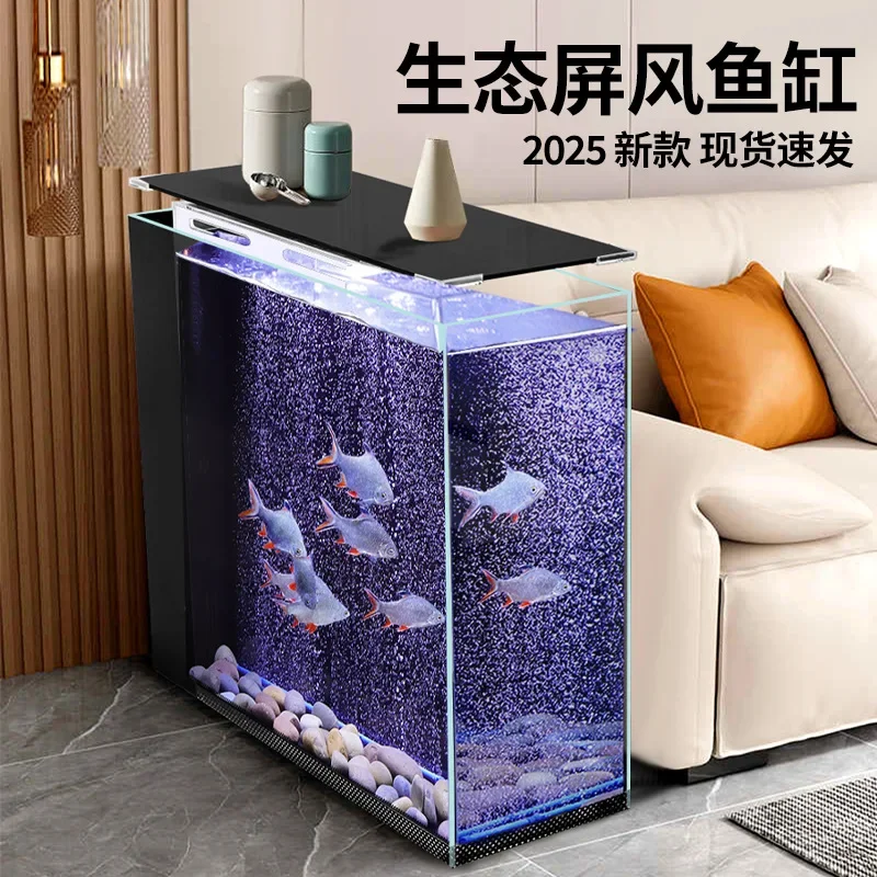 Ultra-white glass fish tank, living room partition screen tank, desktop integrated side filter, custom fish tank plus hot topic