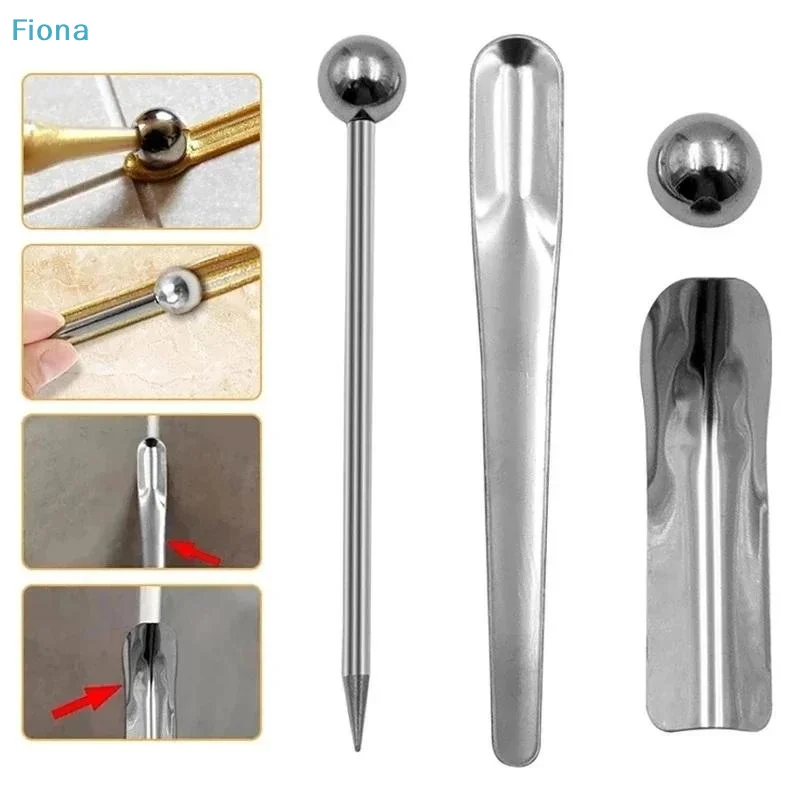 

☭5 In 1 Tile Grout Finishing Tool Set,Stainless Steel Ball Caulking Tool & Caulk Removal Tool for Tile Joints