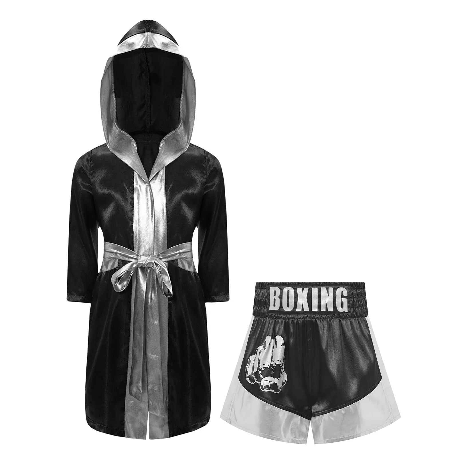 Muay Thai Outfit voor Jongens Meisjes Kinderkleding Sets Boksen Outfit Satijn Vechten Training Kostuums Kids Boxer Gewaden pakken