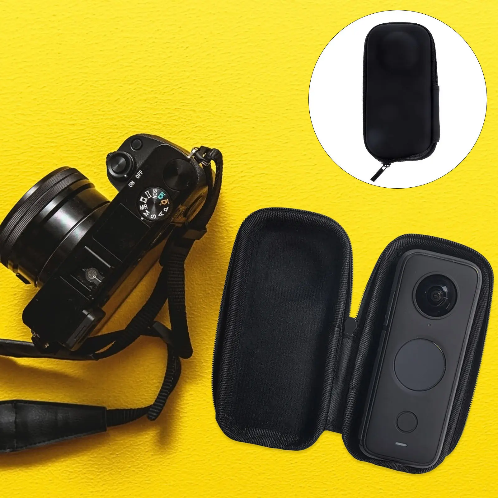 PU Action Camera Accessories Storage Case with Direct Tripod Mount Opening Easy Carry Design for One X X3