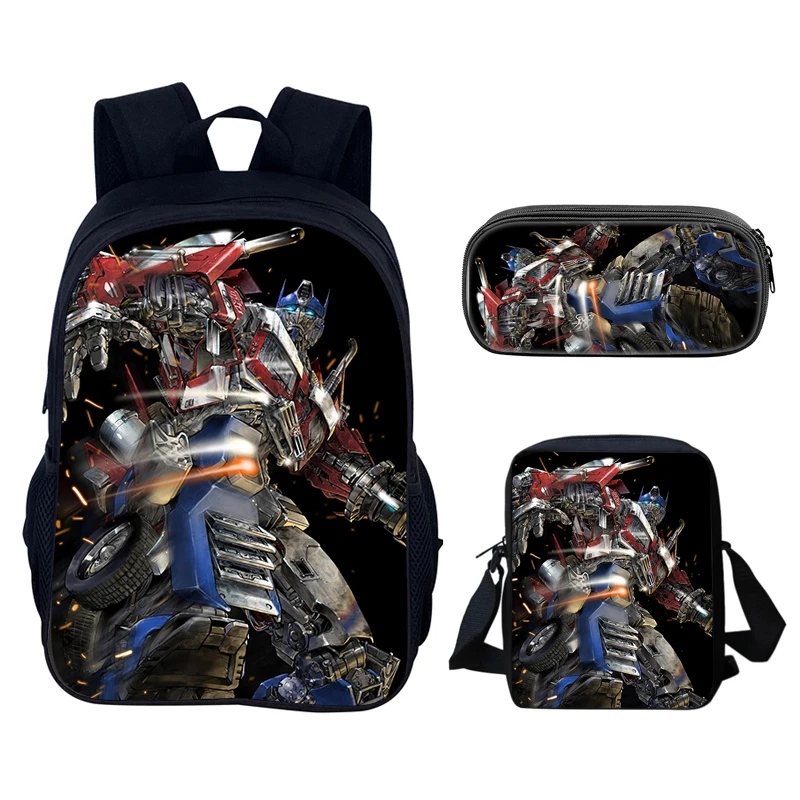 O-Optimus Primes T-Transformers Child Backpack,Shoulder Bags, Pencil Bags, Light Weight School Zipper Backpack 3 Pcs Set Gift