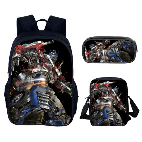 Imagen 2 del producto Mochila para niños O-Optimus Primes T-Transformers, bolsos de hombro, bolsas para lápices, mochila escolar ligera con cremallera, juego de regalo de 3 uds.