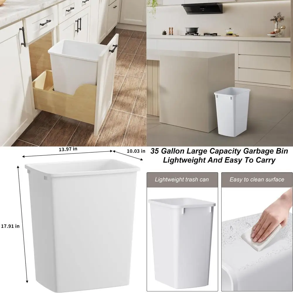 

Набор из двух узких и прочных мусорных баков, легкие, для кухни, рабочего места, ванной комнаты и офиса, легко чистятся, белые.