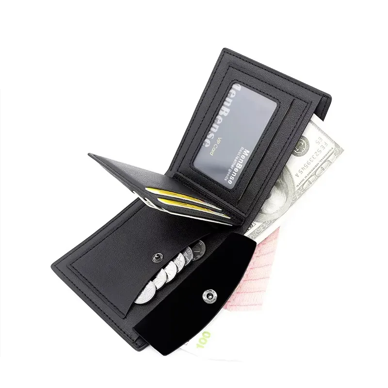 Name Engraving Short Men's Wallet High Quality Zipper Coin Pocket Credit Card Holder Simple Design Male Coin Purses view 4