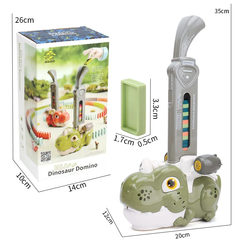 

New Domino Train Toy with Fun Cartoon Dinosaur Shape, Sound, Light, Automatic Voting Will, Children and Adults Interactive Toy