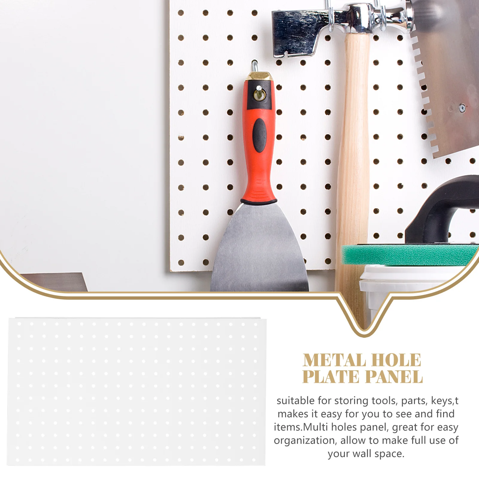 

Heavy Duty Pegboard Organizer Panel Iron Garage Tool Wall Mount Large Multi-Hole Metal Peg Board Display Workshop Tool for Keys