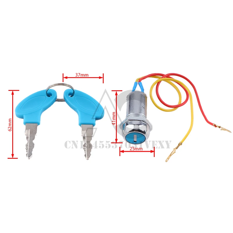 Universal Starting Switch Key Lock Wires Ignition Power Keys Switch For Electric Bike Scooters E-Bike