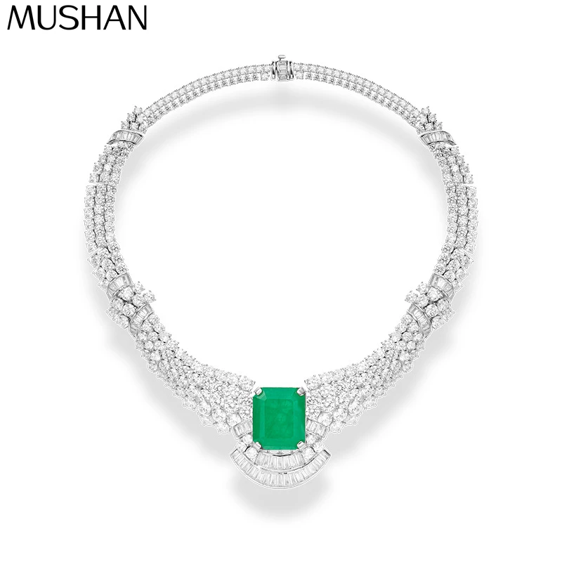 

MS Luxury Jewelry 925 Sterling Silver Pendants Necklaces Red Green Yellow Pink Gemstones Ruby Emerald Party Chain Necklace Women