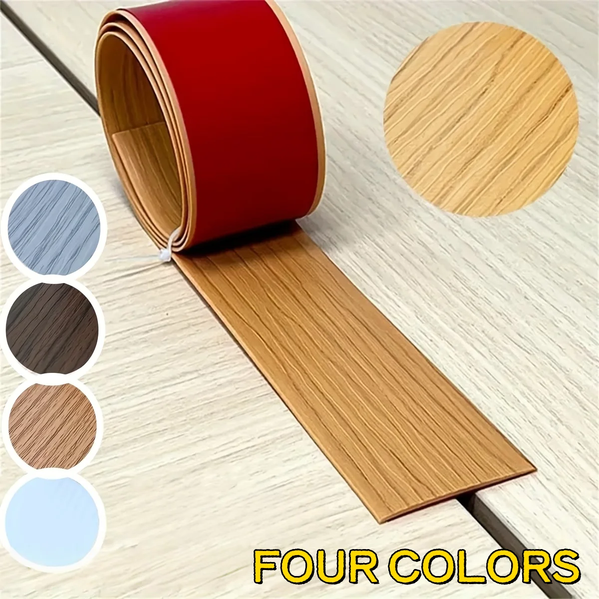1 unidad de tira de borde autoadhesiva de 0.5m para alfombra y baldosas, recortable, cubre umbral, separador de puertas, resistente al desgaste, de perfil plano