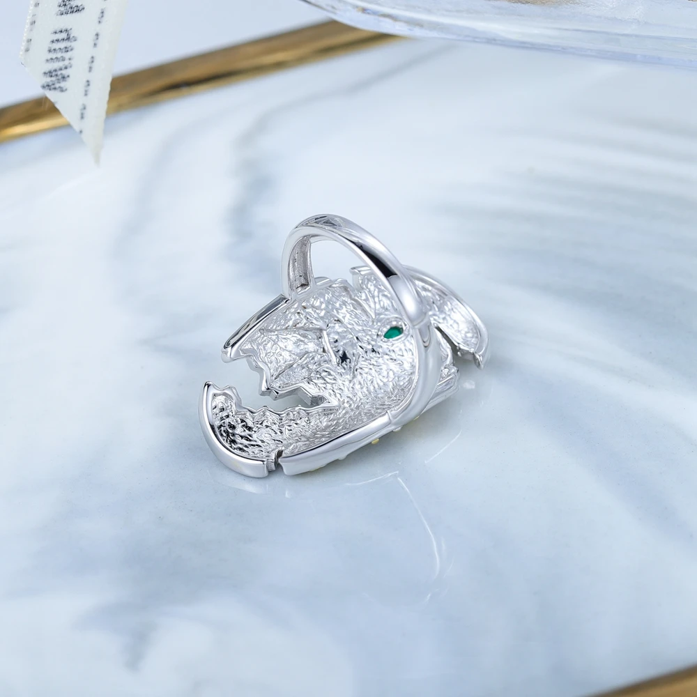 GEM\'S BEAUTY 100% Real 925 Sterling Silver Open Ring Natural Stone Handmade Design Fine Jewelry Bird On Branch Rings For Women