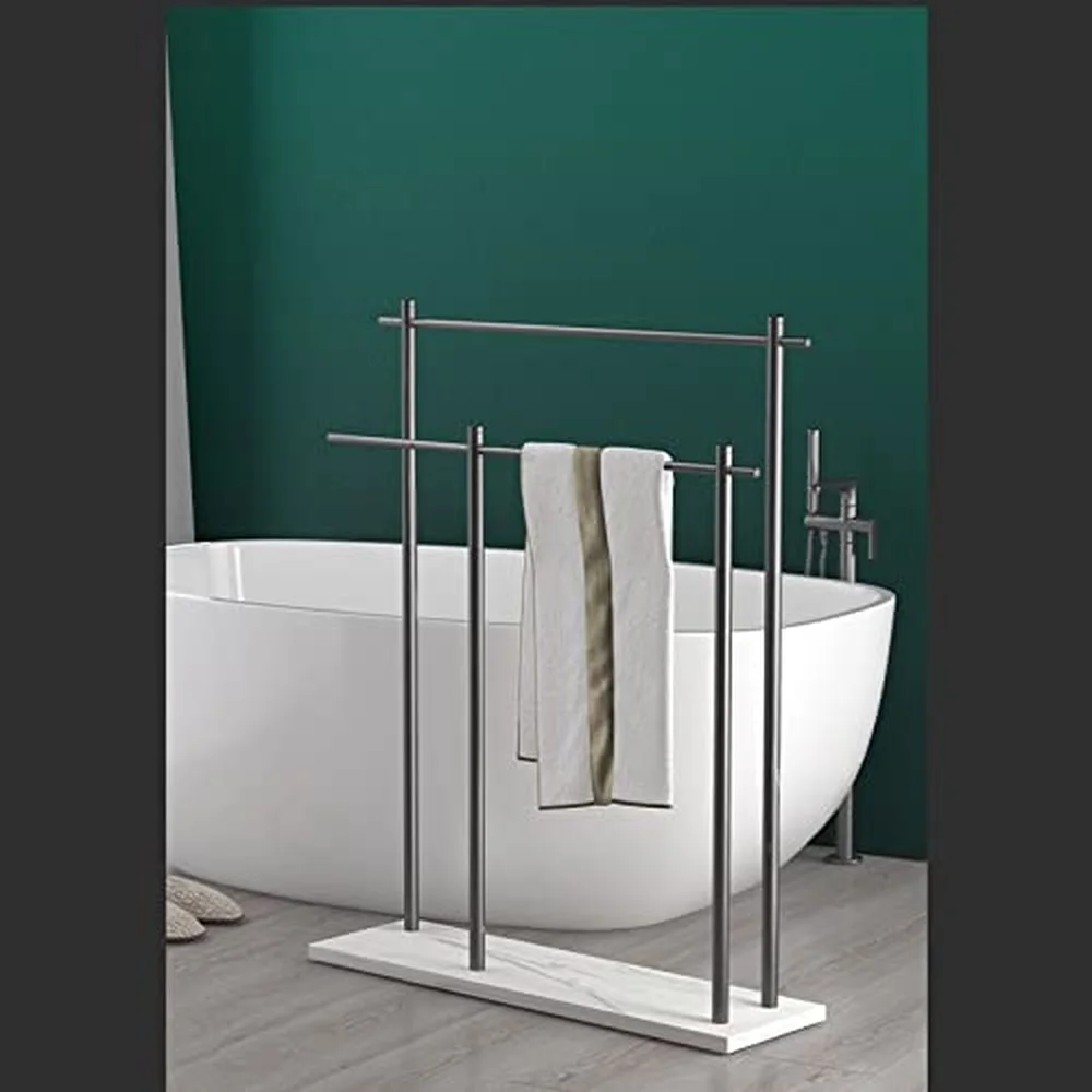 Freestanding Towel Rack 2 Tier Floor Towel Rack Standing Towel Rack Large Metal Organizer for Bath & Hand Towels