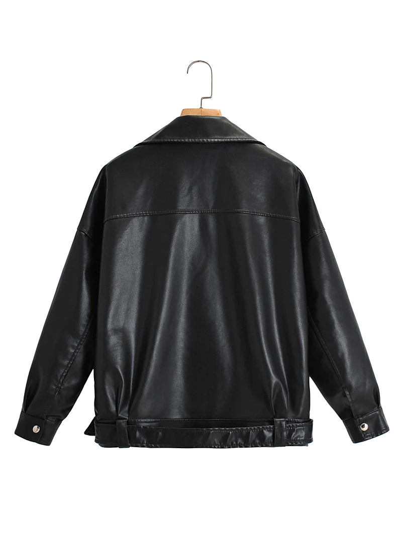 Blouson d'automne en similicuir Pu femme, décontracté, ample et souple, Punk, avec fermeture éclair et Rivet, vêtement d'extérieur pour moto