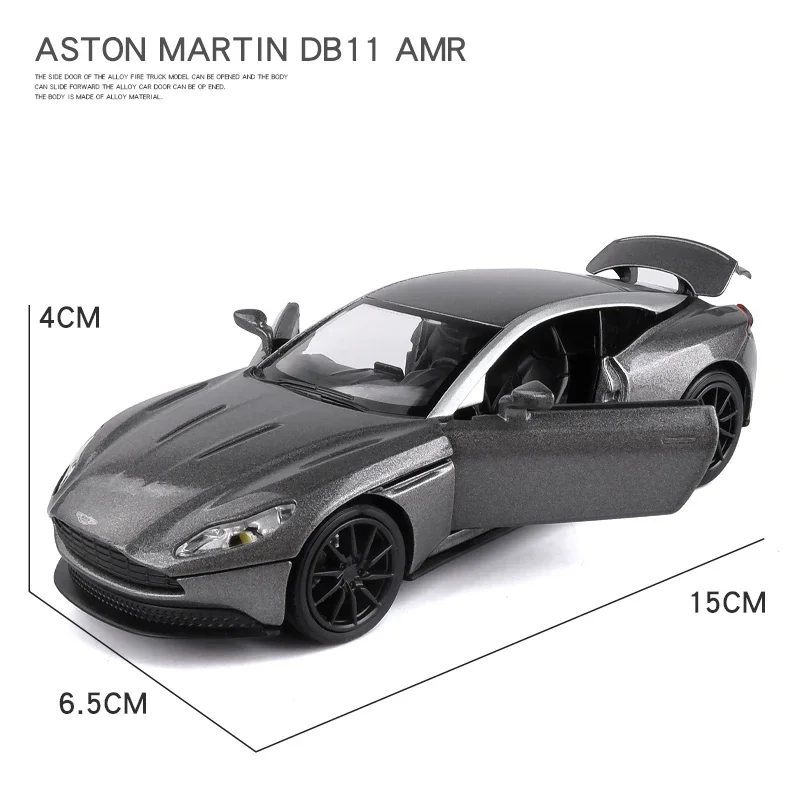 1:32 Aston Martin DB11 Metal Toy Cars Diecast Scale Model Kids Present With Pull Back Function Music Light Openable Door