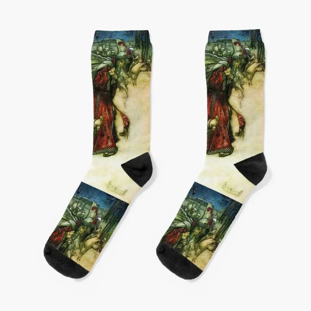 Saint Nicholas - Arthur Rackham Socks sheer summer ankle Socks Woman Men's