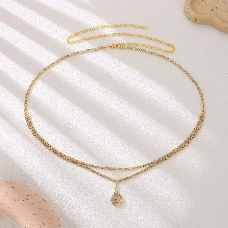 

Multi layer Water Drop Bikini Waist Chain, European and American Fashion Beach Body Chain, Female