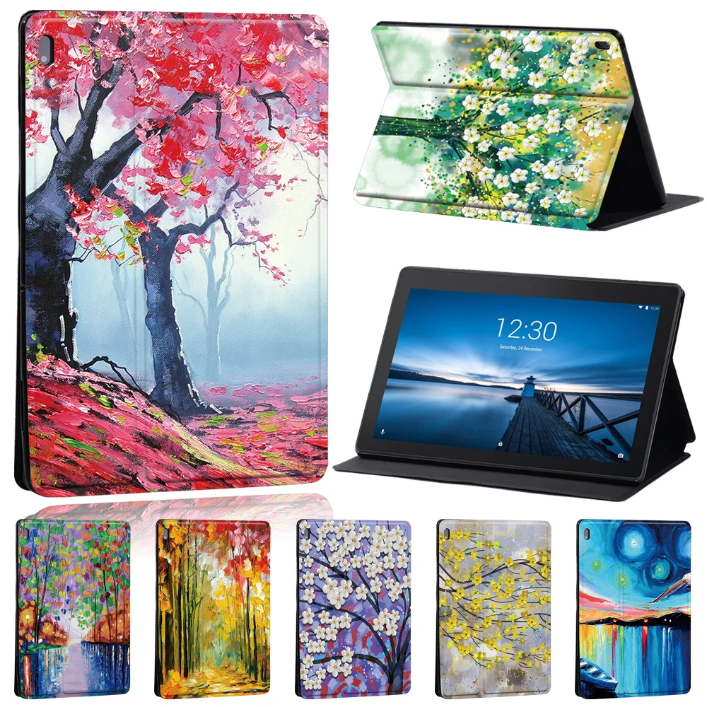 

Leather Tablet Cover Case for Lenovo Tab M7/M8/M10/Tab M10 Plus TB-X606F/Tab E10 - Drop Resistance Flip Tablet Case + Stylus