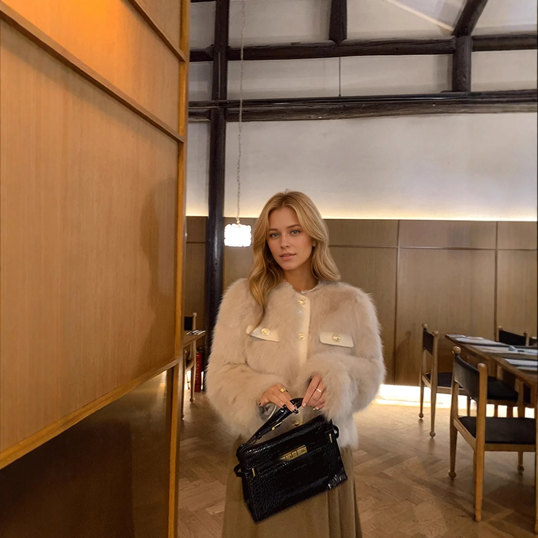 Grensoverschrijdende bontjas Dames ort Leer Bont Geïntegreerd Kleine Fraance Sle Super mooie high-end sensatie