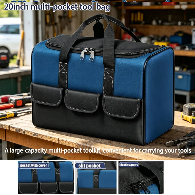 

New Square Tool Bag with 30% More Capacity Waterproof Multi Pockets Tool Organizer Tool Pouch for Electrician Tools tools bag