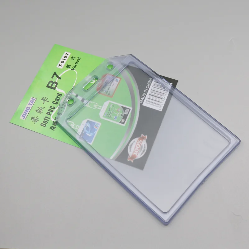 Soft Card Holder Flexible ID Badge Holder Sleeve Reusable Employee Work Pass Card Cover Protector Case Office Supplies