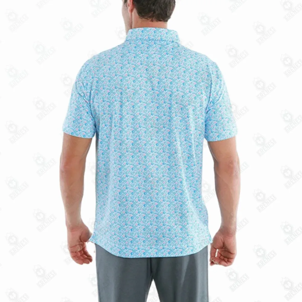 New Heart Golf Print Polo Summer Men's Golf Apparel Classic Moisture Wicking Dry Short Sleeve Quick Dry Printed Golf T-shirt