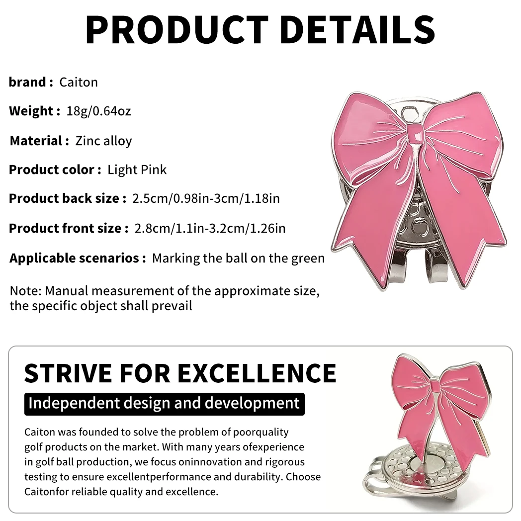 مشبك قبعة جولف بشريط وردي من كيتون مع علامة كرة مغناطيسية، إكسسوار قبعة لطيف للنساء، مثالي للتمرين أو ألعاب الجولف