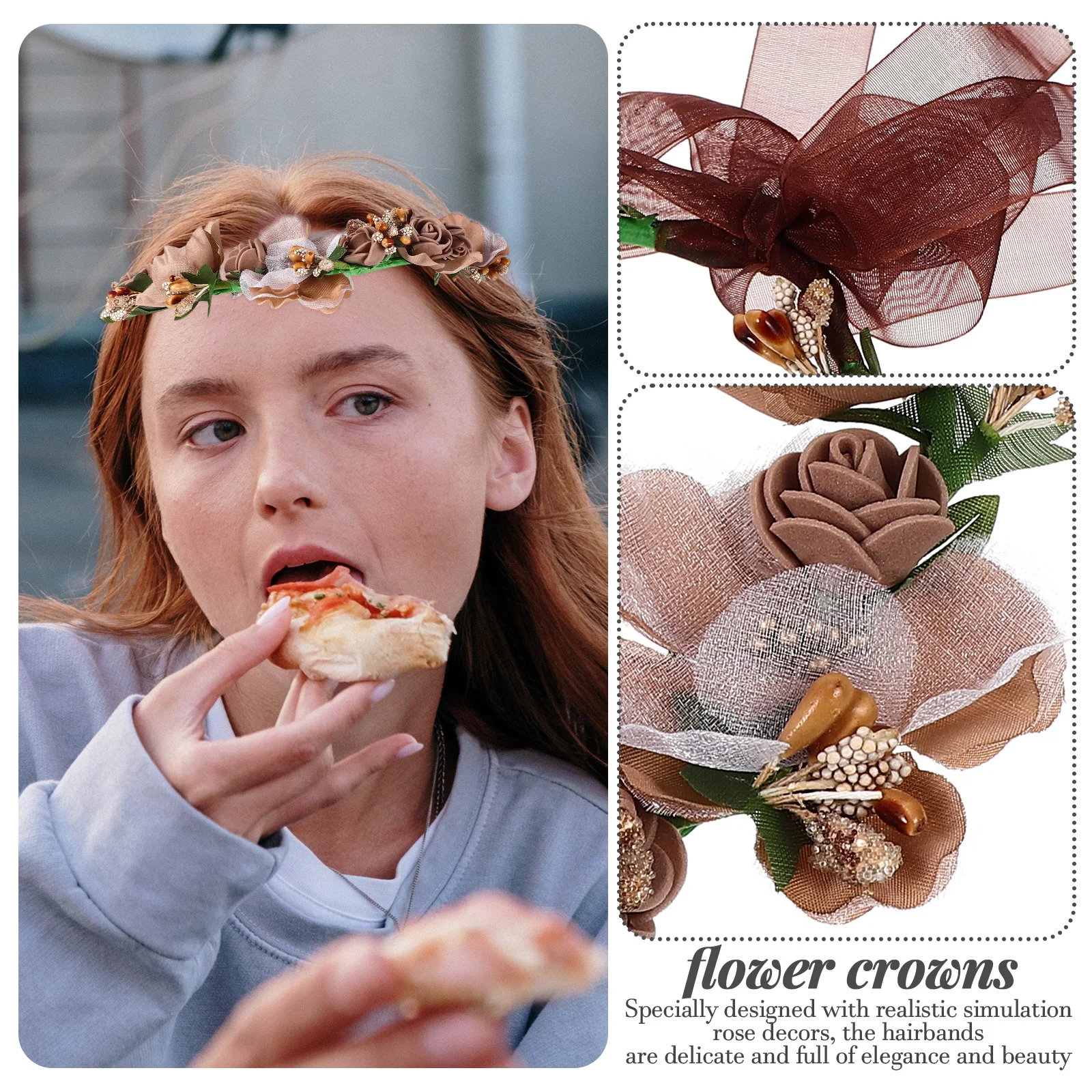 

Crown Wedding Headband Flower Flower Headband Hair Accessories Wedding Floral Crowns For Garden Events